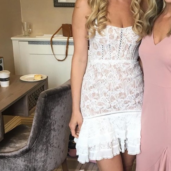 Jonathan Simkhai White Lace Ruffle Dress, Size 0